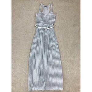 Tart Geometric Stripe Racerback Henley Maxi Dress Size XS Black White Beach Boho